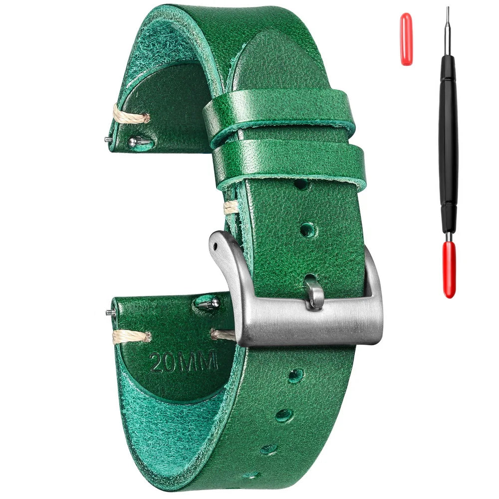 HEMSUT Italian Buttero Leather Watch Strap – 18–22mm Quick Release