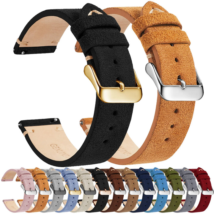 Genuine Leather Quick-Release Watch Strap 14–22mm
