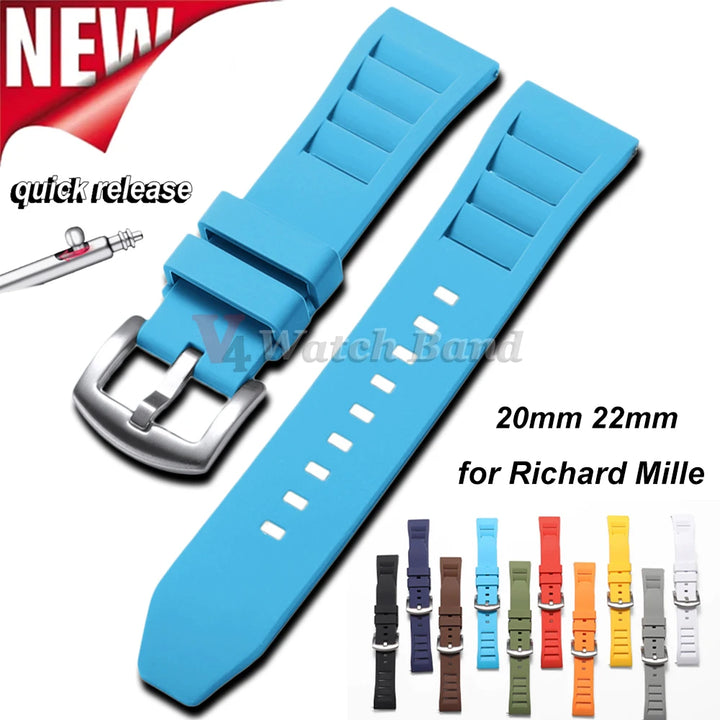 Soft Silicone Watchband 20mm 22mm Sport Waterproof Smartwatch Bracelet for Richard Mille Diving Rubber Watch Strap Accessories