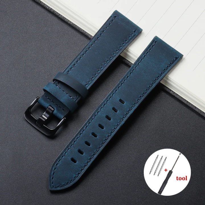 Calfskin Genuine Leather Watchbands Black Blue Watch Band 18mm 20mm 22mm 24mm Smartwatch Strap Dark Brown Watches Accessories