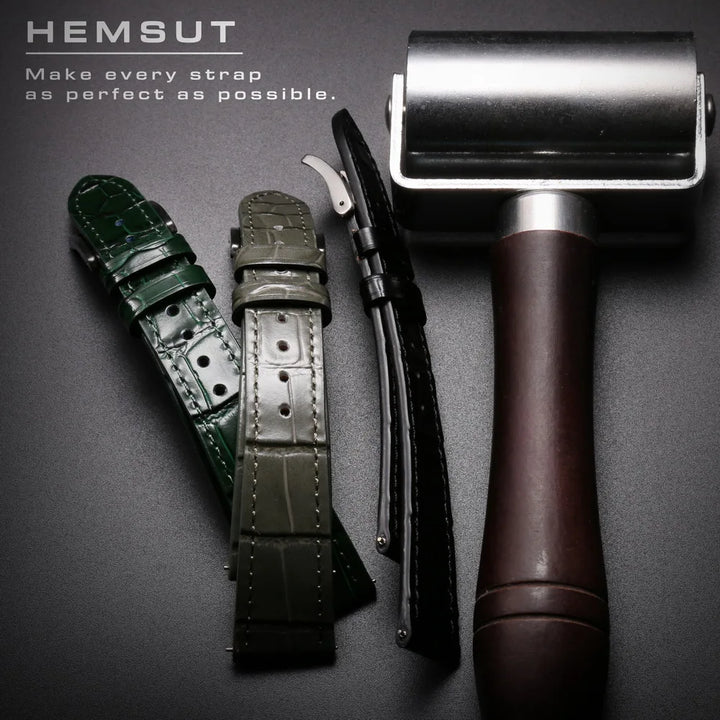 HEMSUT High Quality Genuine Leather Watch Band Quick Release Handmade Cowhide Wrist Straps For Men 18MM 20MM 21MM 22MM