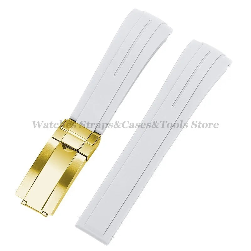 Curved Rubber Watch Strap for Rolex Daytona/Submariner – 20–22mm, Silicone