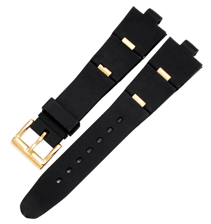Black Rubber Replacement Watch Strap for BVLGARI (22/24mm)