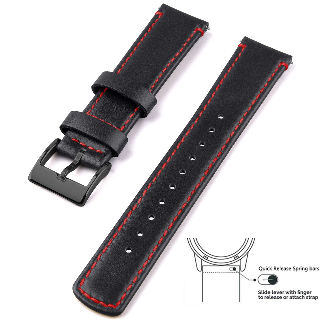 Top Grain Genuine Leather Quick Release Watch Band 20–22mm for Samsung Galaxy Watch