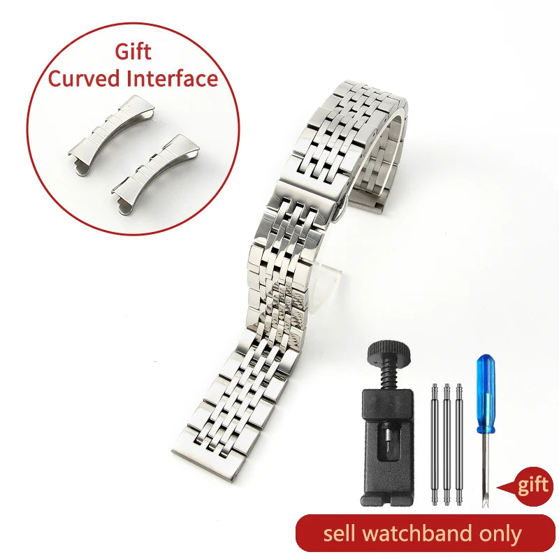 Stainless Steel Watch Strap for Tissot – 14–20mm, Silver & Rose Gold