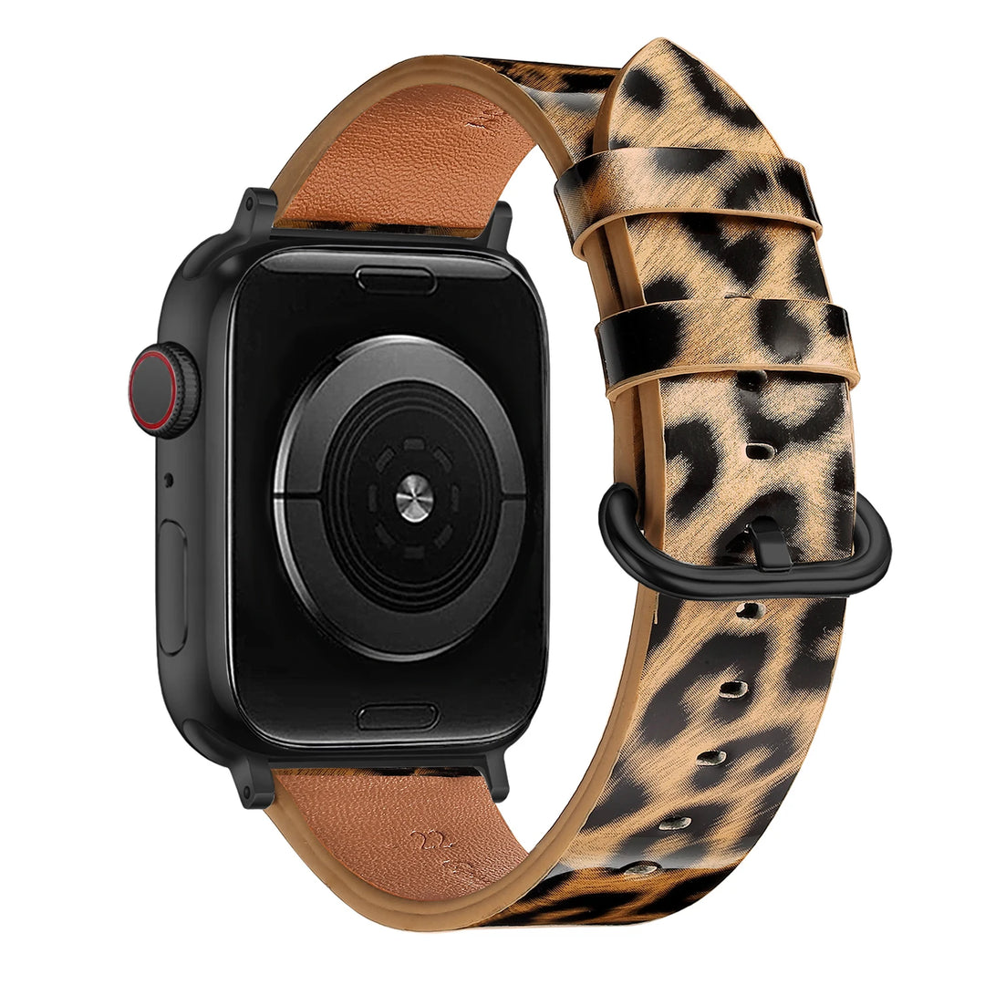 Leopard Leather Apple Watch Band for Women 38–49mm