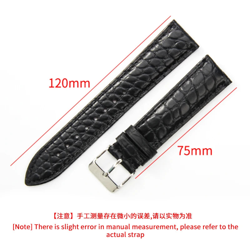 Crocodile Skin Genuine Leather Watch Band with Needle & Butterfly Buckle for