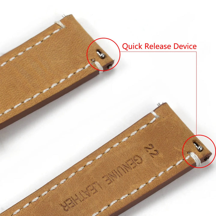Fashion Quick Release Top Grain Leather Watch Band 20mm 22mm