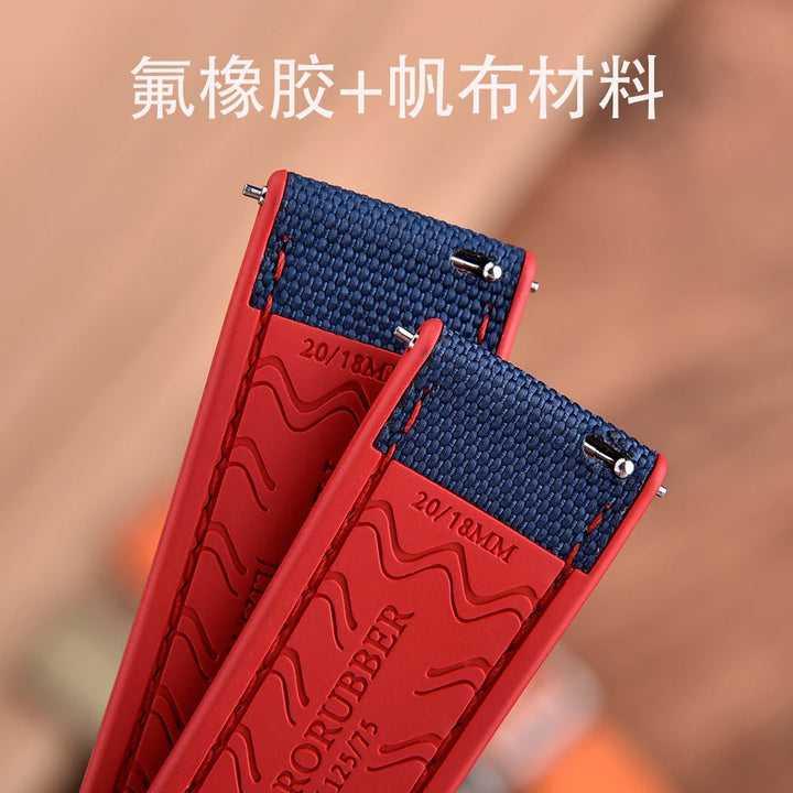Premium Hybrid FKM Nylon Watch Band Quick Release Rubber Watch Strap 20mm 22mm Watch Strap Watch Replacement Watchband
