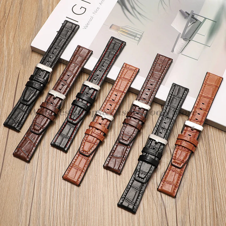 Silicone & Leather Watch Strap for Huawei & Samsung – 18–46mm