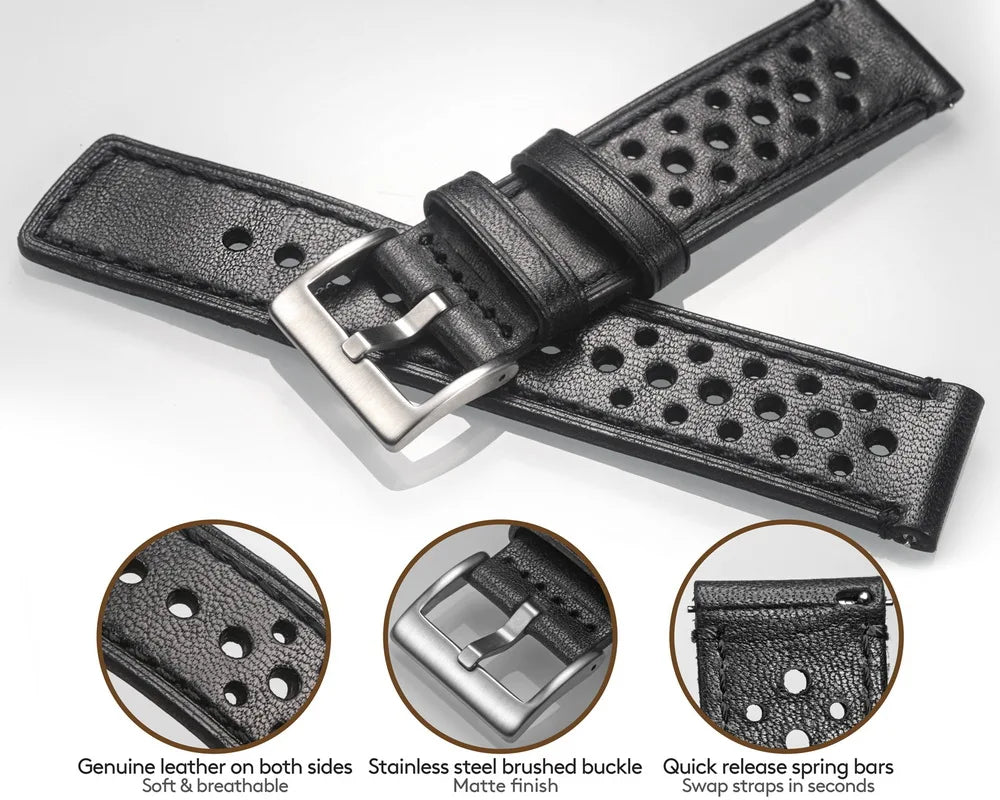 Hemsut Genuine Leather Watch Band Quick Release Italian Cowhide Rrist Straps For Man Soft Breathable 18 20 22 24mm