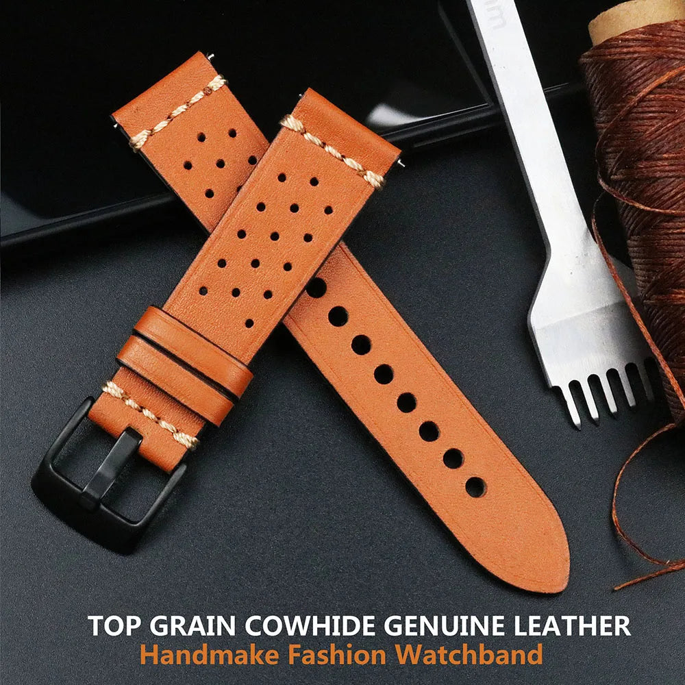 Fashion Quick Release Top Grain Leather Watch Band 20mm 22mm