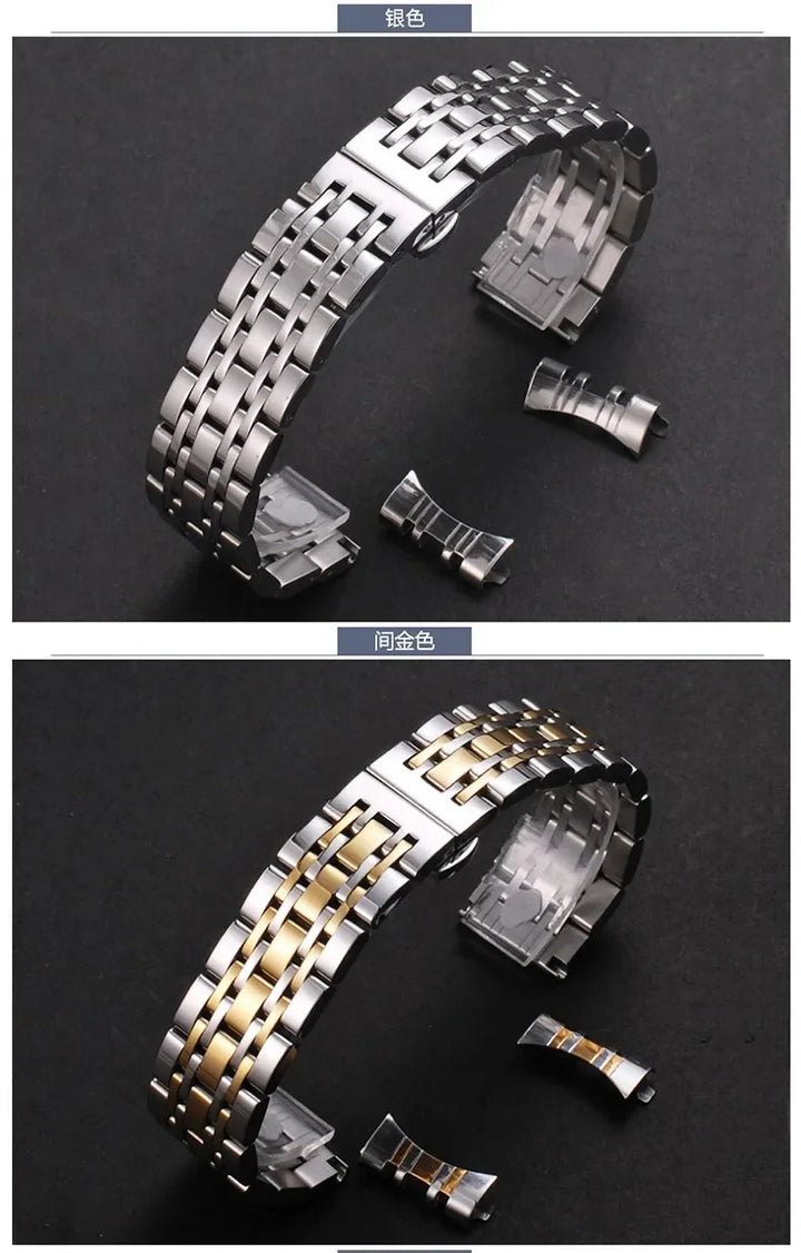 Solid Stainless Steel Watch Band 16–24mm with Butterfly Buckle for TISSOT,
