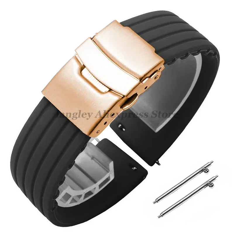 18mm 20mm 22mm 24mm Quick Release Silicone Watchband for Huawei Watch GT4/GT3 46mm for Seiko for Omega for Fossil Rubber Straps
