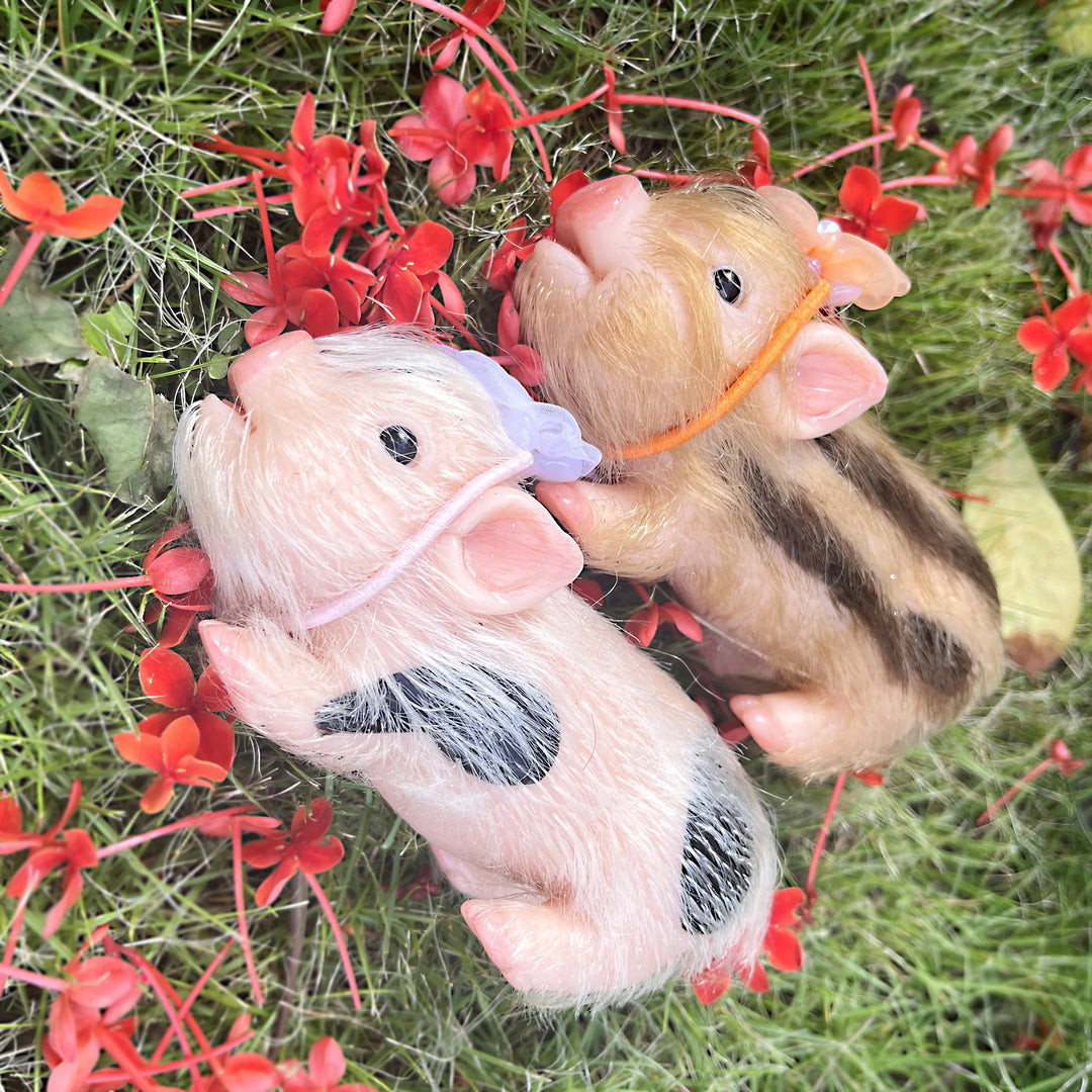 12 cm Mini Silicone Reborn Piglet Doll + 3 Outfits