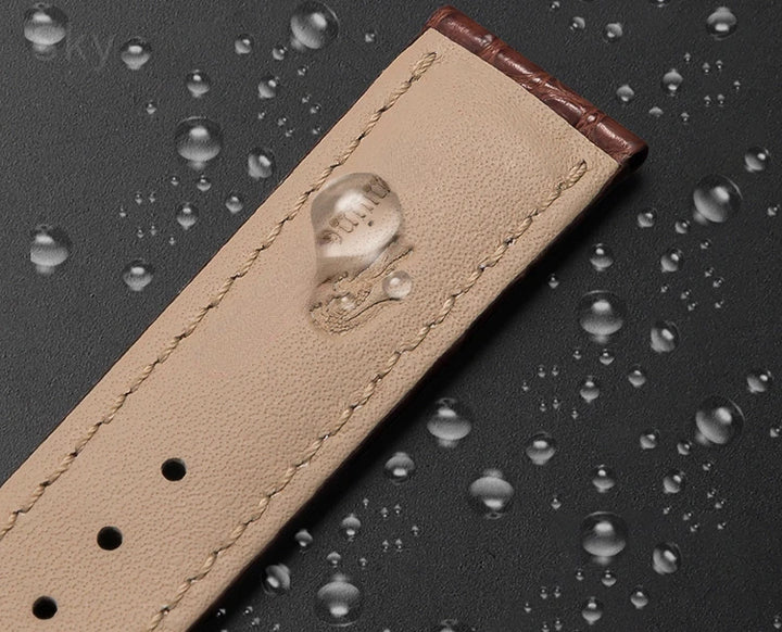 Crocodile Skin Genuine Leather Watch Band with Needle & Butterfly Buckle for