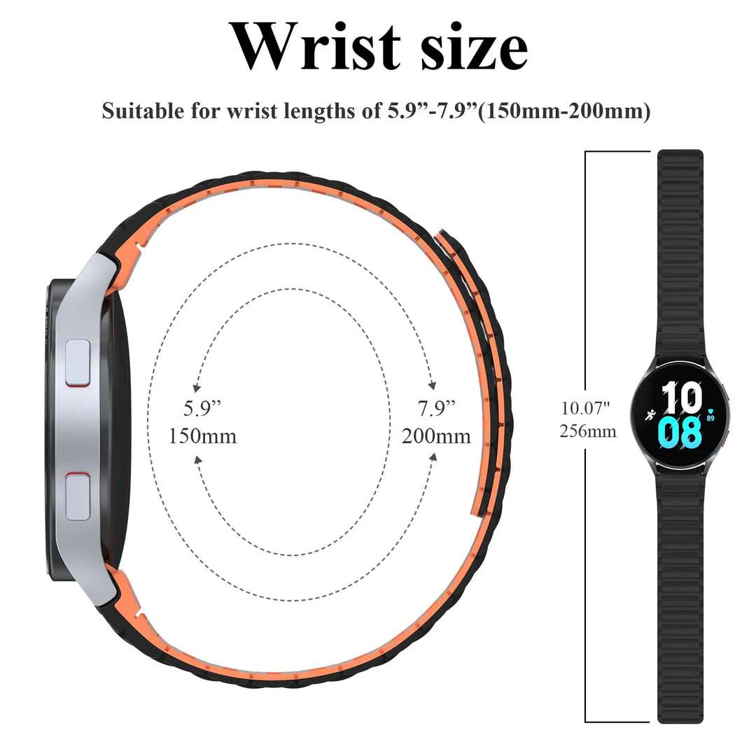 Magnetic Silicone Strap for Samsung Galaxy Watch – 40/44/45mm, No Gaps