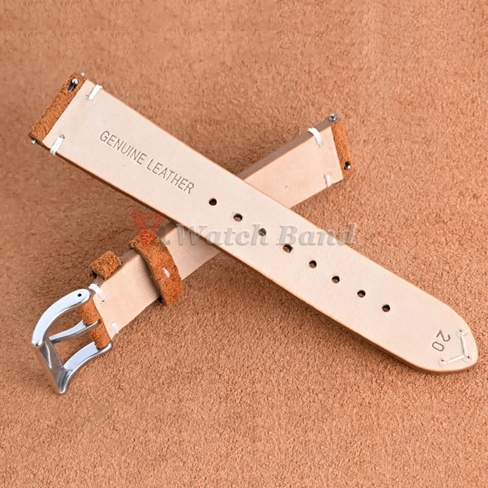 Quick Release Soft Suede Leather Watch Strap (14–22mm)