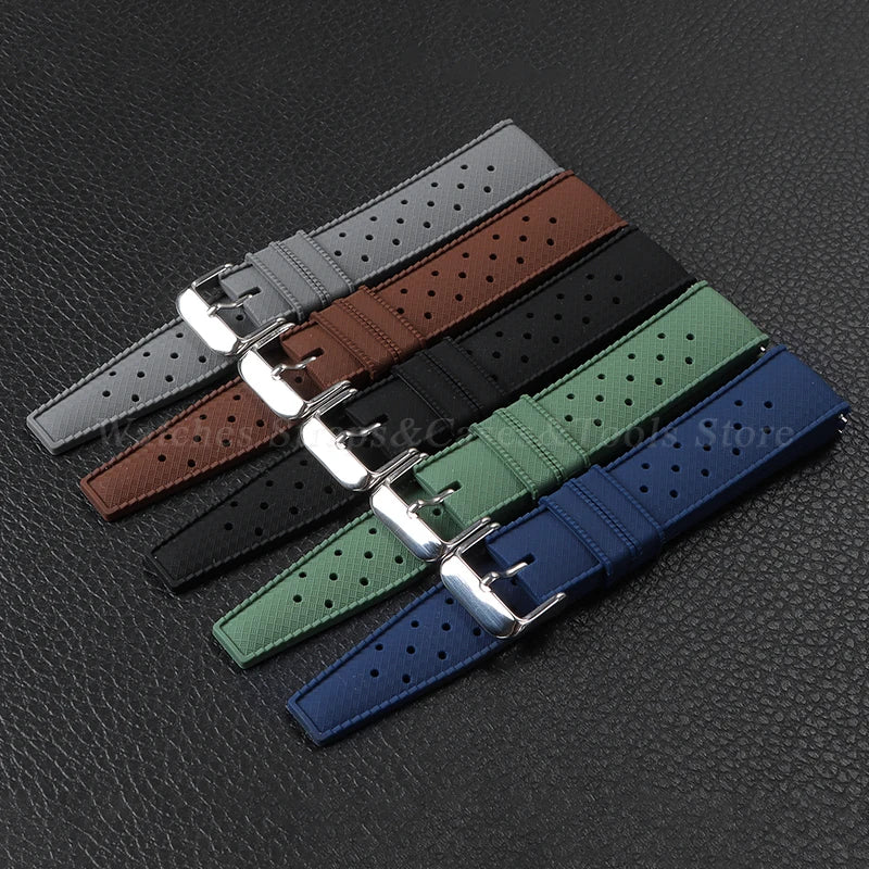 Tropical Silicone Watch Band Quick Release Strap 18mm 20mm 22mm for Oris for Seiko for Citizen Rubber Tropic Smart Watch Straps