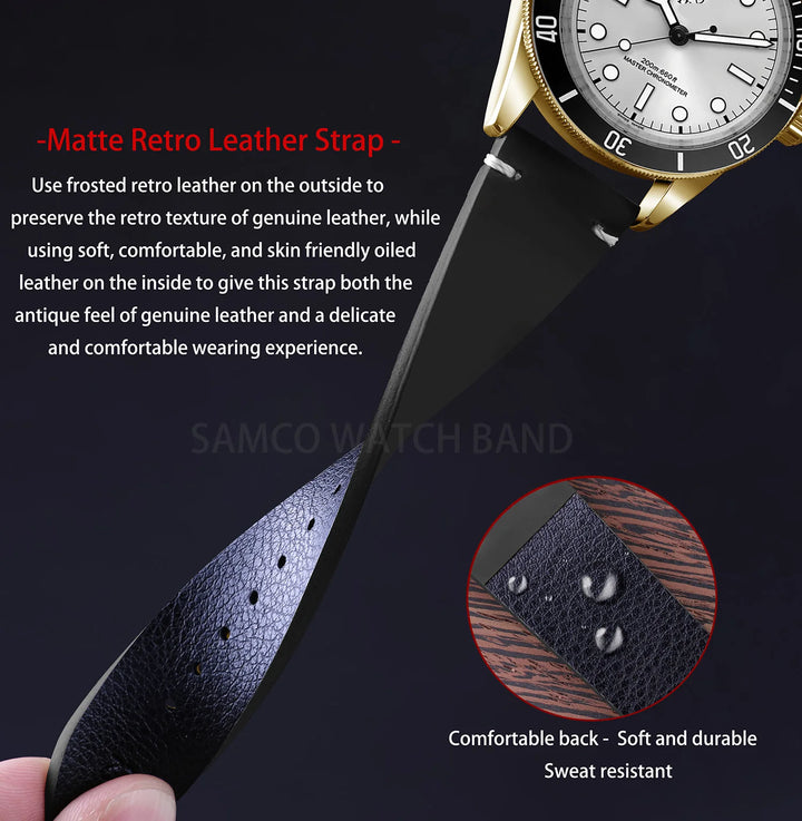 Vintage Top-Grain Leather Watch Strap (18–24mm)