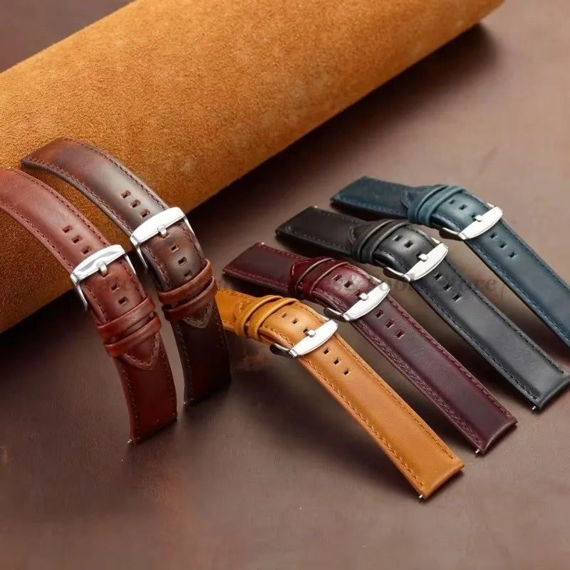 Vintage Cowhide Leather Watch Strap 18–26mm Quick Release – Universal