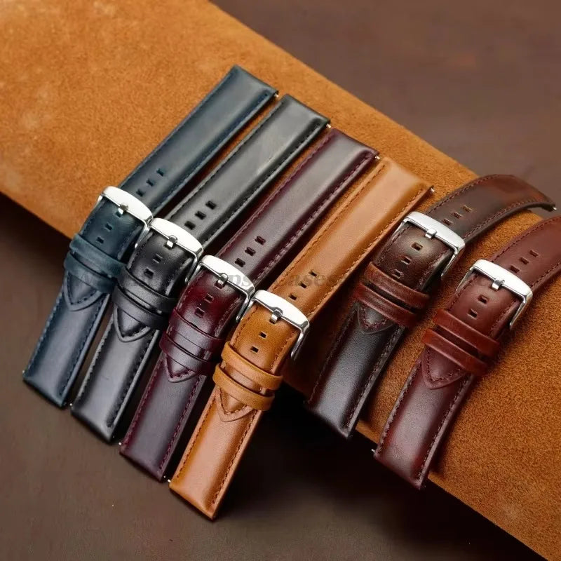 Vintage Cowhide Leather Watch Strap 18–26mm Quick Release – Universal