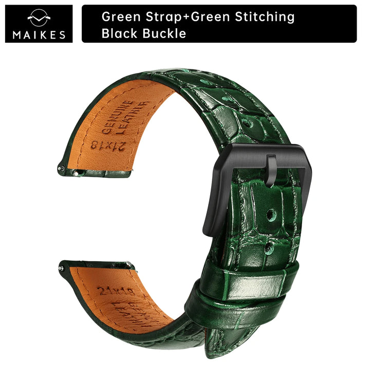 Maikes Top Quality Leather Watch Strap Accessories Butterfly Buckle For Chopard Breitling Omega Patek Philippe Watch Band