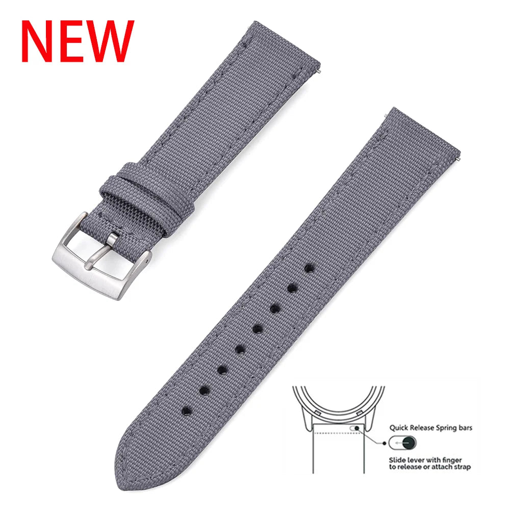 NATOBELT High Quality Canvas Nylon Leather Quick Release Sailcloth Watch Strap 18mm 20mm 22mm Replacement Watchbands