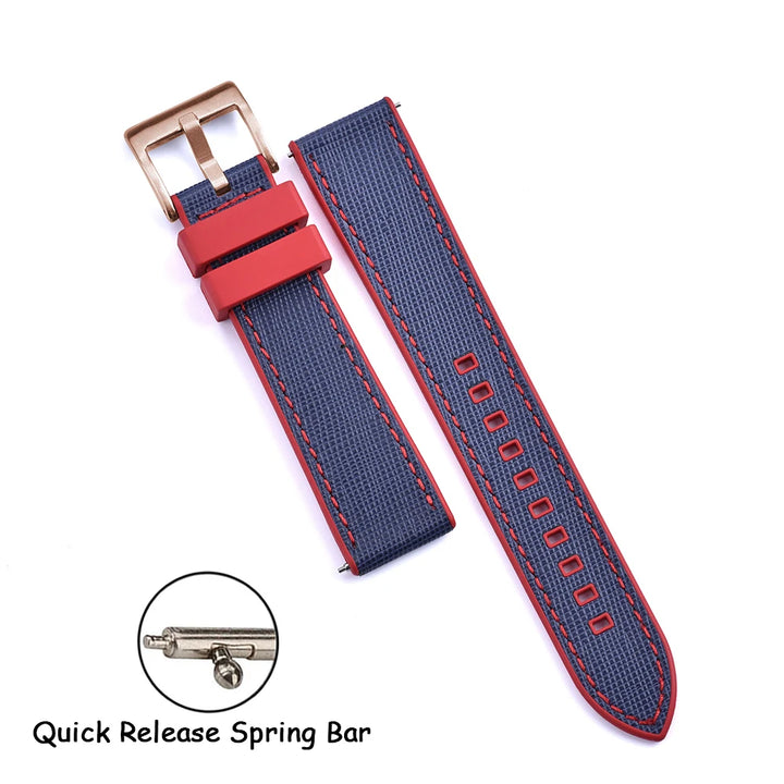 FKM Rubber Strap 20mm22mm Leather Qucik Release Watch Band Universal Women Men Watch Accessories for Omega Seiko Sports Bracelet