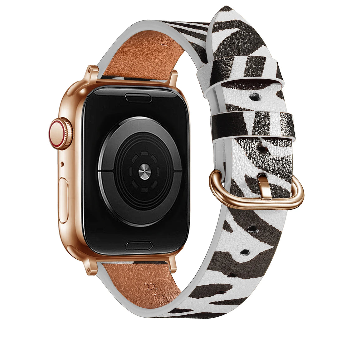 Leopard Leather Apple Watch Band for Women 38–49mm