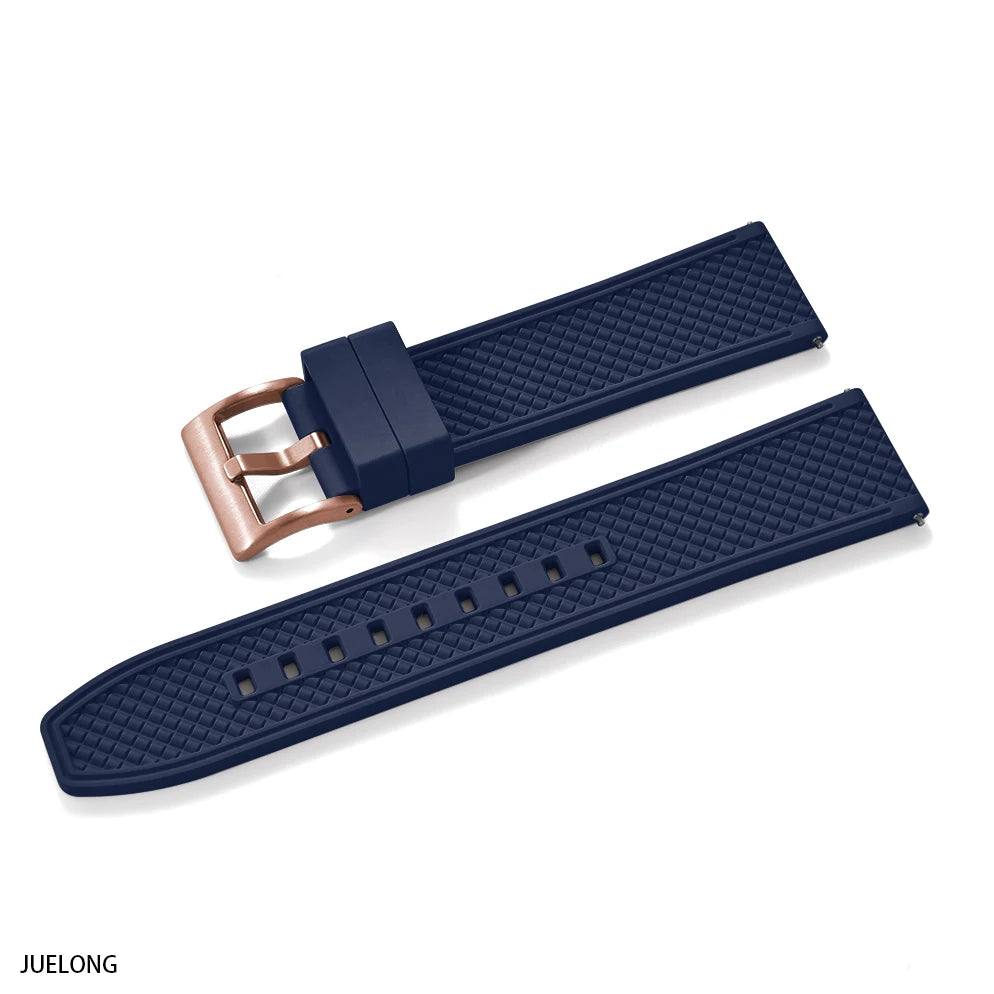HAISCH Bullet-Shaped FKM Rubber Watch Strap – 18-24mm, Quick Release, Waterproof
