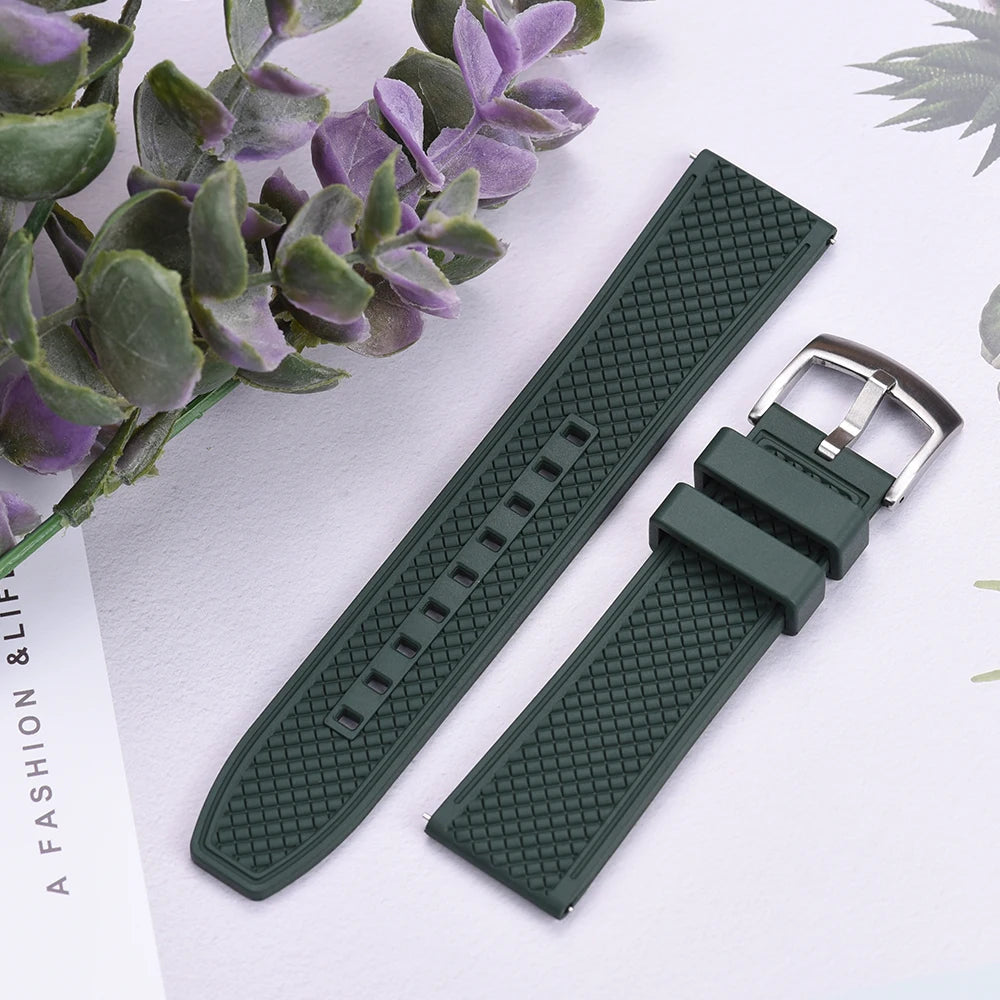 NATOBELT Bullet Shape HAISCH FKM Rubber Watch Strap 18mm 20mm 22mm 24mm Quick Release WatchBand Diving Waterproof Wristband