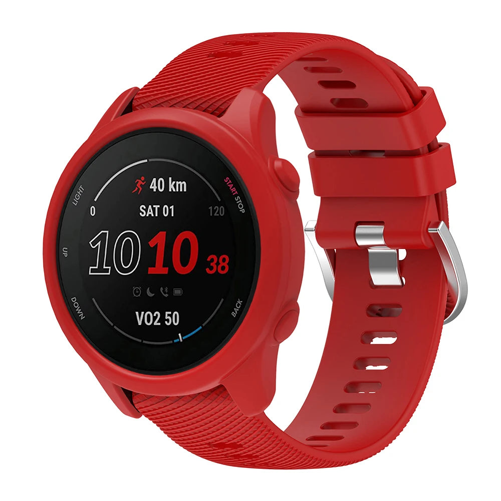 Silicone Strap with Protective Case for Garmin Forerunner 255/265