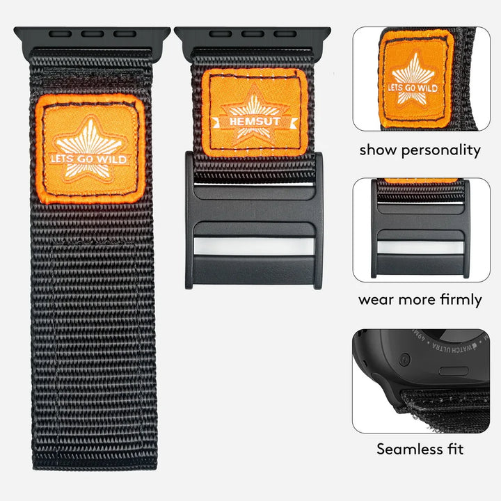 HEMSUT Straps For Apple Watch Ultra 49mm Nylon Movement Breathable Mi Band 8 Wrist Strap Compatible with 38 40 41 44 45mm