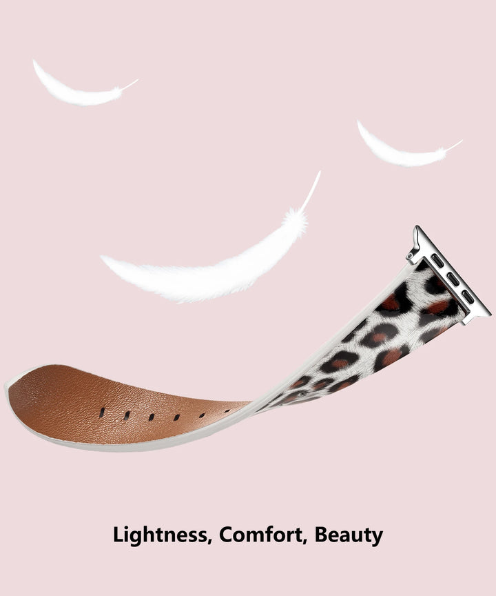 Leopard Leather Apple Watch Band for Women 38–49mm