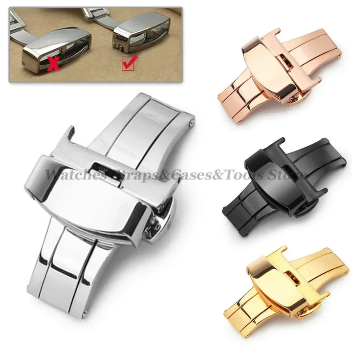 Stainless Steel Butterfly Clasp – Polished & Matte, 10–22mm