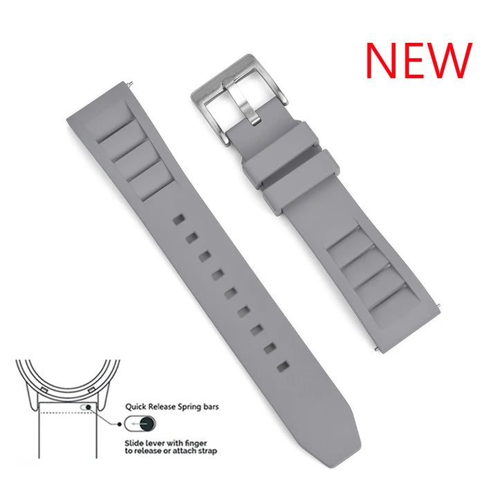 Premium Fluoro Rubber Watch Band Quick Release FKM Rubber Watch Strap 20mm 22mm Watch Strap Watch Replacement Watchband