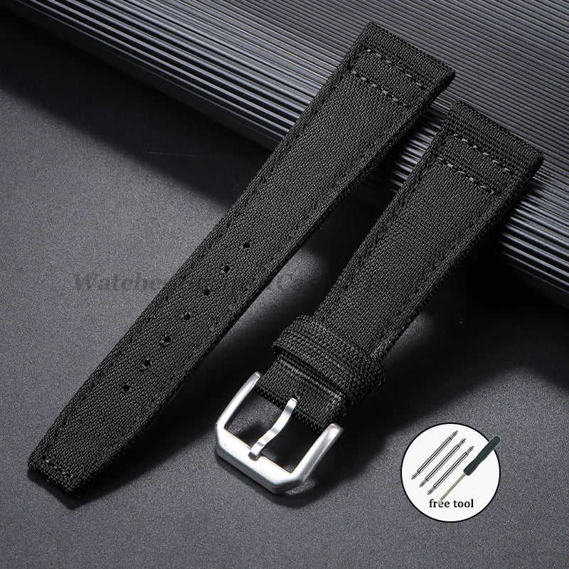 Nylon Canvas Watch Strap for IWC Pilot 20mm 21mm 22mm Strap Waterproof Sport Watch Strap Cowhide Wrist Belt Men's Women Bracelet