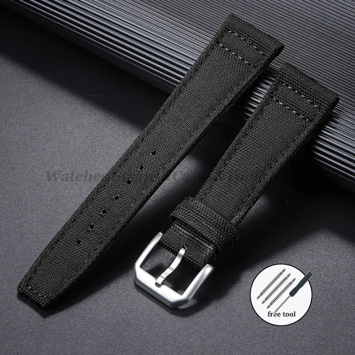 Nylon Canvas Watch Strap for IWC Pilot 20mm 21mm 22mm Strap Waterproof Sport Watch Strap Cowhide Wrist Belt Men's Women Bracelet