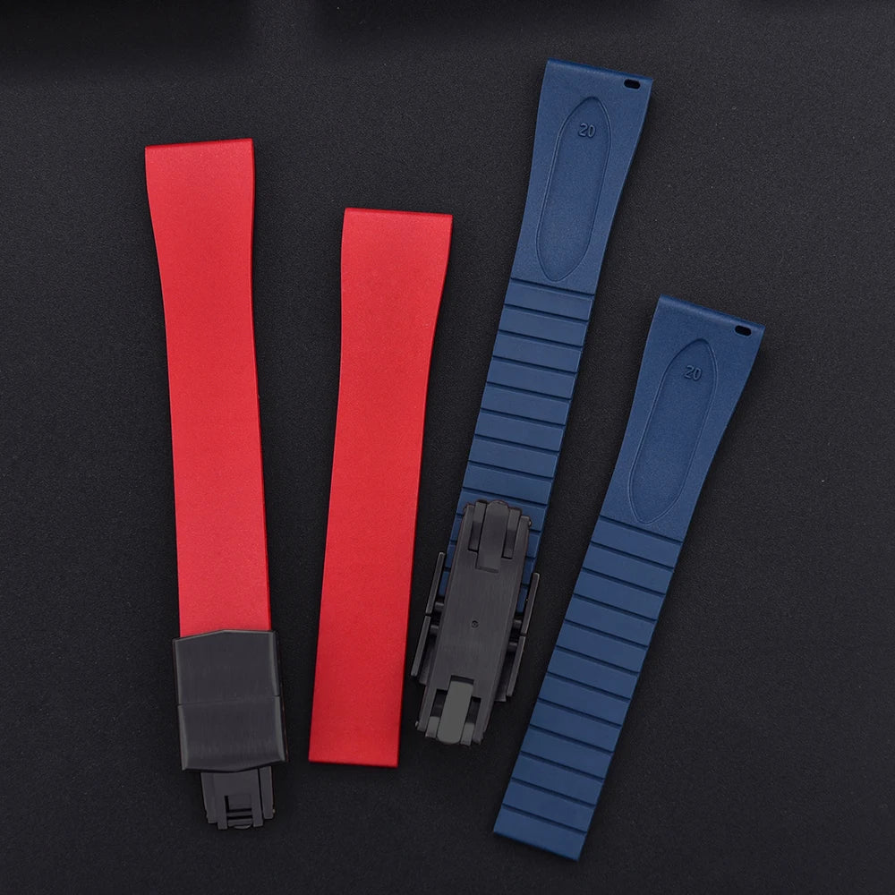 JUELONG FKM CTS Rubber Strap Quick Release Butterfly Black Buckle 16mm 18mm 19mm 20mm 21mm 22mm CTS Rubber WatchBand Cut to Size