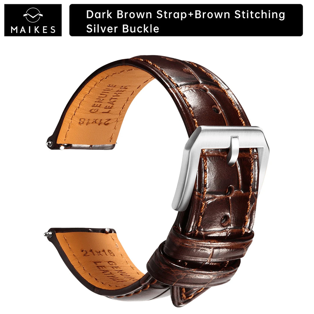 Maikes Luxury Brand Leather Watch Straps 20mm 21mm 22mm Accessories Watchbands Braceletes For Rolex Breitling Omega Watch Bands