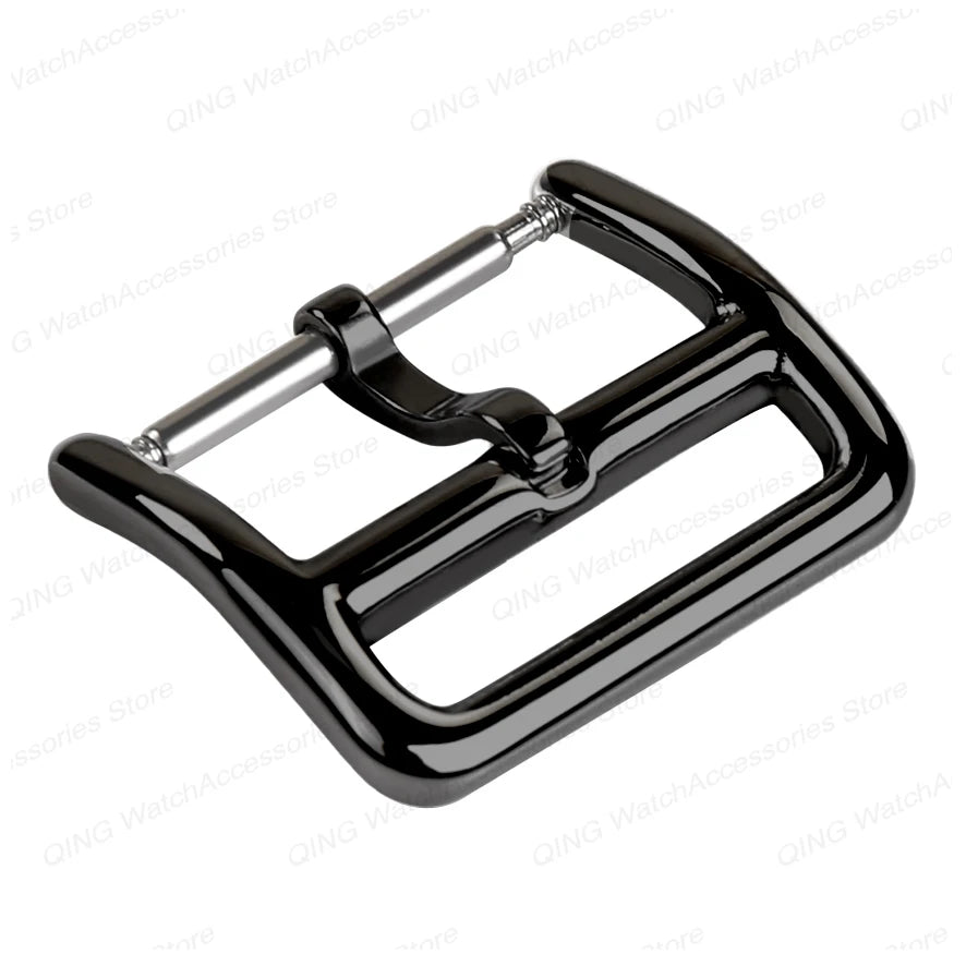 Stainless Steel Metal Watch Buckle 12–22mm (Polished, Silver/Black/Rose Gold)