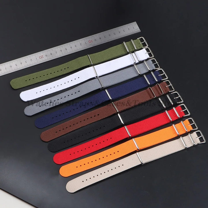 Nylon Army Sport Strap (18–22mm) – Black & Green