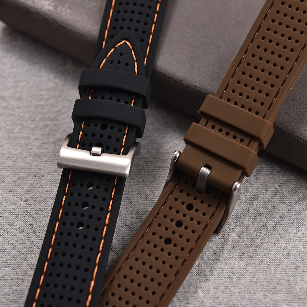JUELONG Premium Porous Design Soft Rubber Watch Strap Perfect Fit Flat End Universal Quick Release Watch Strap 18mm 20mm 22mm