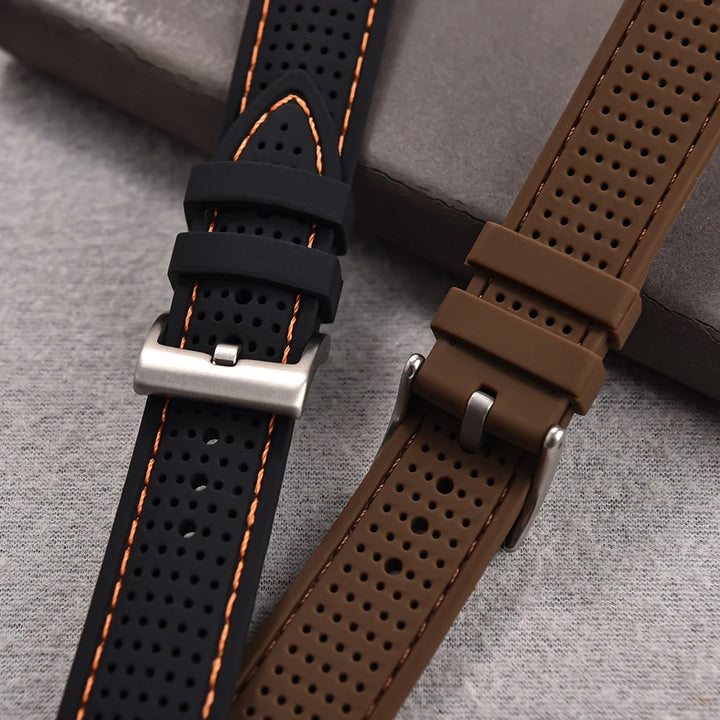 JUELONG Premium Porous Design Soft Rubber Watch Strap Perfect Fit Flat End Universal Quick Release Watch Strap 18mm 20mm 22mm