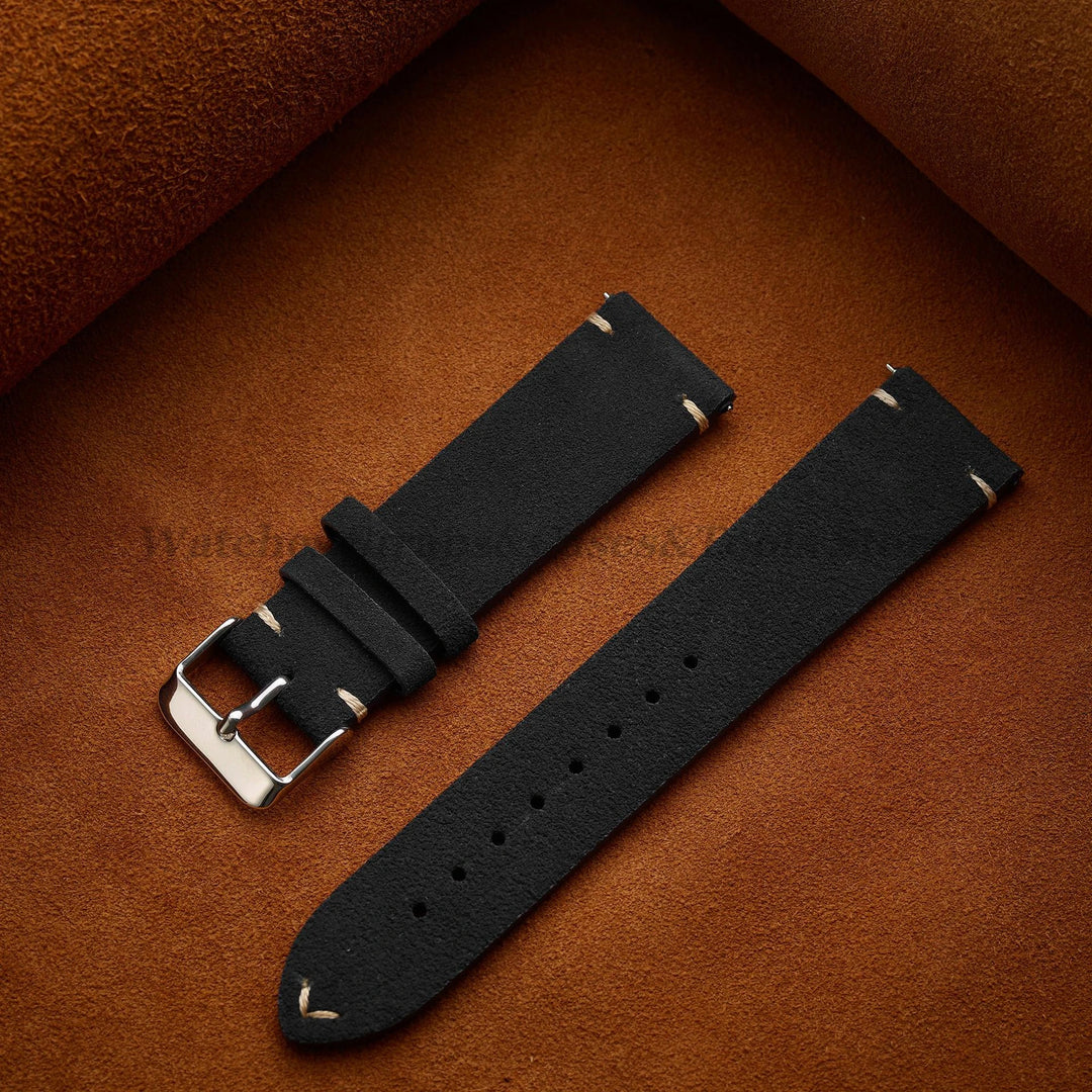 Soft Suede & Calfskin Quick Release Watch Strap for Huawei GT3/GT4 – 14-22mm