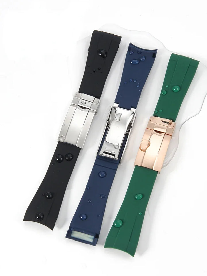 Silicone Rubber Watch Band 20mm for Rolex Daytona, Submariner, Yacht-