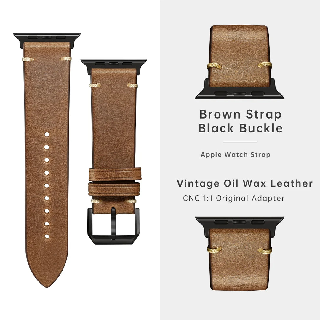 Luxury Leather Watch Strap for Apple Watch, Ultra 49mm, Series 9, 8, 7, 6, SE, 45mm, 44mm, 41mm, 40mm, Accessories Watchband