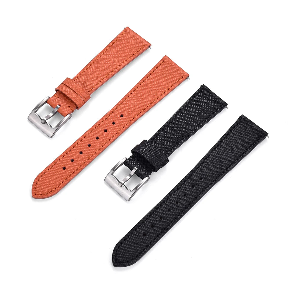 Quick Release Saffiano Leather Watch Strap – 18-24mm Universal