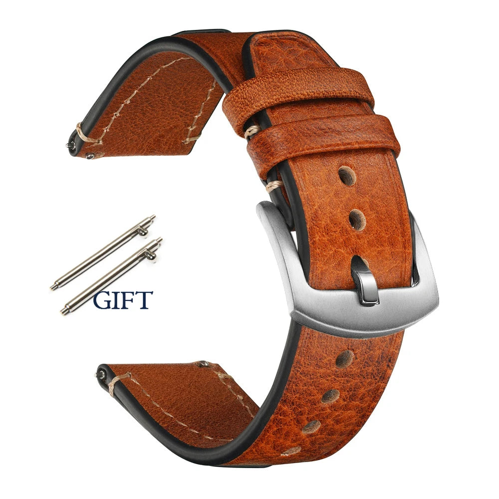 Retro Genuine Leather Watch Strap – 18-22mm for Seiko SNXS79 & Rolex Oyster